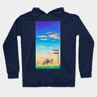 The digital painted rural nature labeled "home" Hoodie